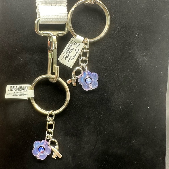 TWO Breast Cancer Awareness Grosgrain Ribbon Lanyard - WHITE FIND A CURE - Picture 2 of 4